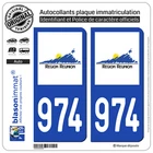 2 stickers sticker license plate: 974-H Réunion logo type