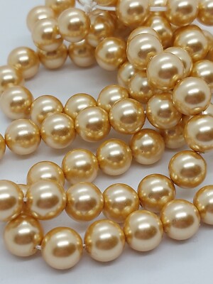 50 St. 8mm Preciosa Round Pearl Maxima Gold Tschechische Perlen Top Qualität