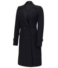 Stephany Women’s Double-Breasted Black Wool Coat LARGE