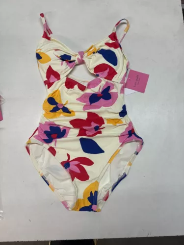Kate Spade One Piece Bathing Suit Size L Style Ivory with Peekaboo Hole