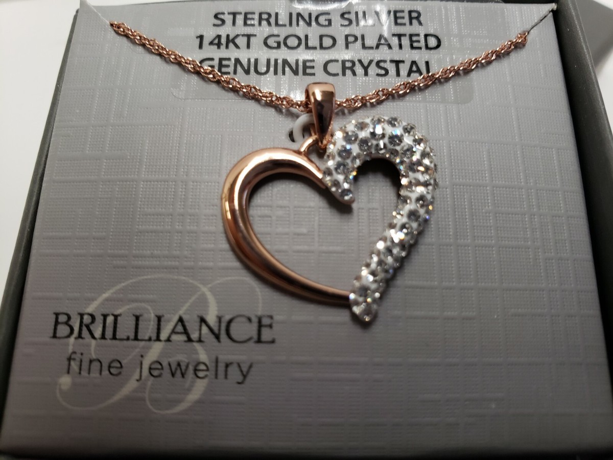 Brilliance Sterling Silver 14KT Gold Plated Genuine Crystal