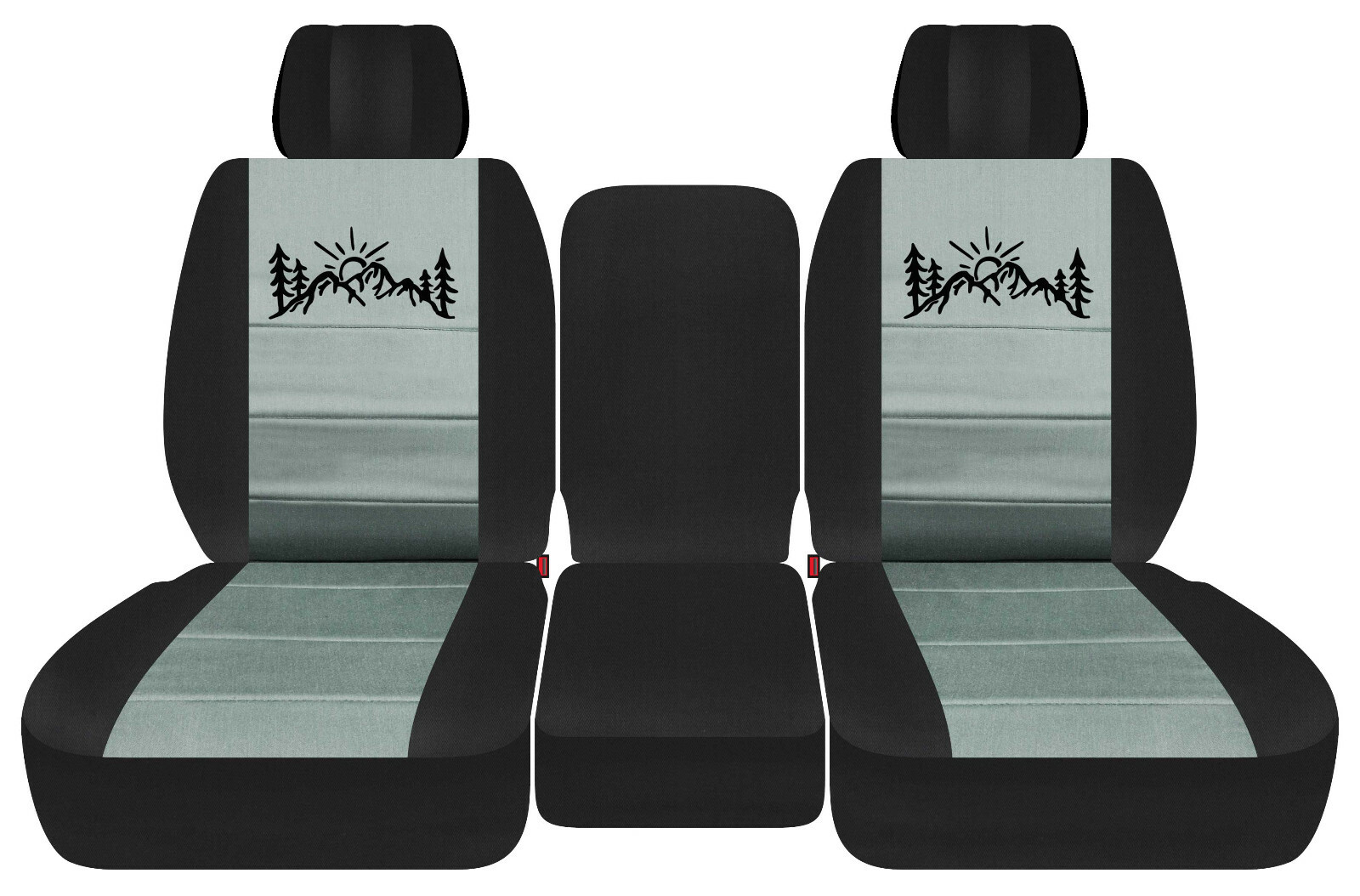 Black & Steel Gray Mountain Design Truck Seat Covers for Ram 1500/2500 2011-2018 Front Seats