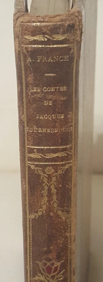 Antique Leather Bound Book Les Contes Anatole France 1921 French Gift Collector Foto 2 de 4