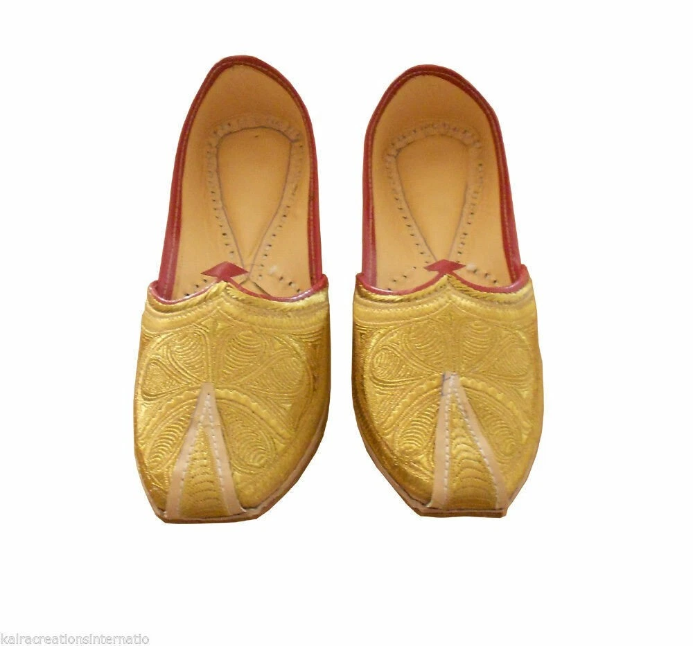 Men Shoes Leather Size US 9 Handmade Indian Wedding Jutties Mojaries Flat Cream