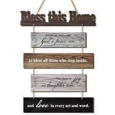 Bless This Home Wall Decor Religious Rustic Wooden Sign Farmhouse Mixed Color