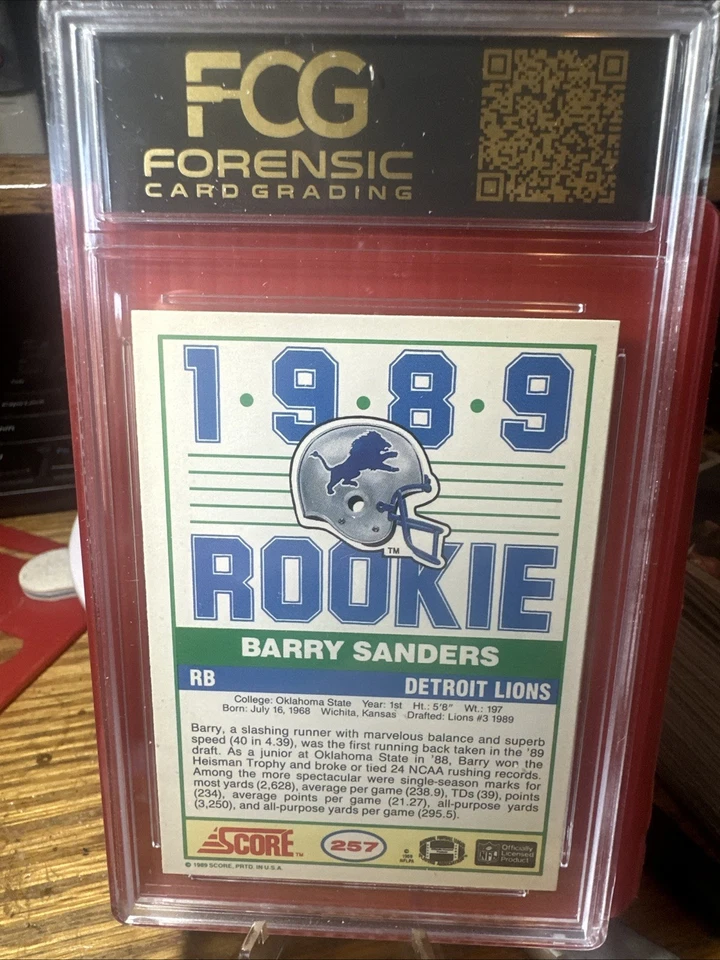 Puntuación 1989 - Barry Sanders #257 (RC) FCG 9 como nuevo Foto 2 de 2