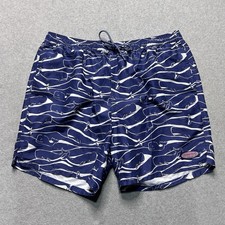 Vineyard Vines Swim Trunks Mens XL Navy Blue Whale Print Shorts Beach Casual