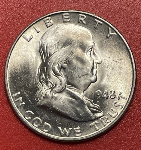 1948 D Franklin Silver Half Dollar, Choice Uncirculated.