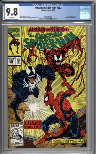 Amazing Spider-Man #362 CGC 9.8 NM/MT Carnage, Venom & Human Torch Appearance WP