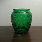 Vintage Anchor Hocking Sandwich Glass Forest Green Cookie Jar Vase  6.5” Tall
