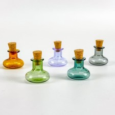 5pcs 2ml Small Glass Bottles Jars with Cork Stoppers, Mini Glass Color Vial With