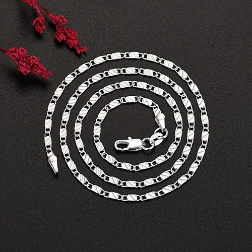 925 Sterling Silver 2mm Figaro Chain Necklace Men Women Flat Link 40-75cm Gift