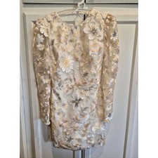 Dress the Population Hazel Floral Embroidered Mini Dress Ivory Multi Sz M