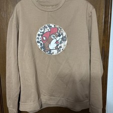 Buc-ee s Sweatshirt Size L Tan Brown Crew Neck Pullover Graphic