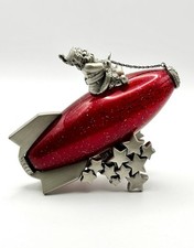Vintage Lenox Santa's Launch Rocket Ship Pewter 4th In Series Christmas Display