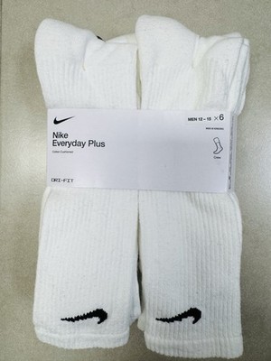 Nike Everyday Plus Crew White Socks (6 Pack) Mens Size XL 12-15