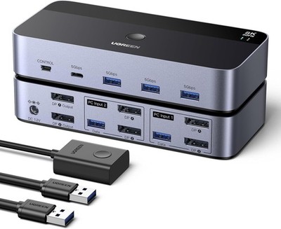 UGREEN Displayport KVM Switch 2 PC 2 Monitore 8K60Hz KVM Umschalter mit 4 USB