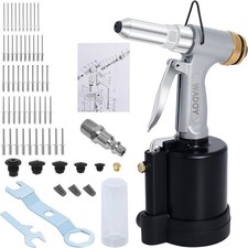 Professional Air Rivet Gun Tool, 3924 lbf Heavy Duty Pneumatic Riveter Silver