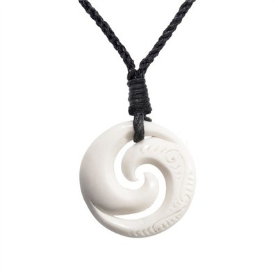 81. Generation Rinderknochen Anhänger Maori Doppel Koru Spirale Kordel Halskette