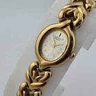 VTG Seiko Quartz Watch 4N00-6059 Women Gold Tone Oval Analog New Battery 6.25"