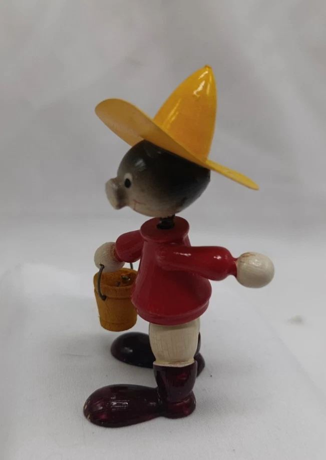 Ancienne figurine Taupe Sombrero Seau Bois Goula Tête Oscillante Vintage Spain - Photo 2/4