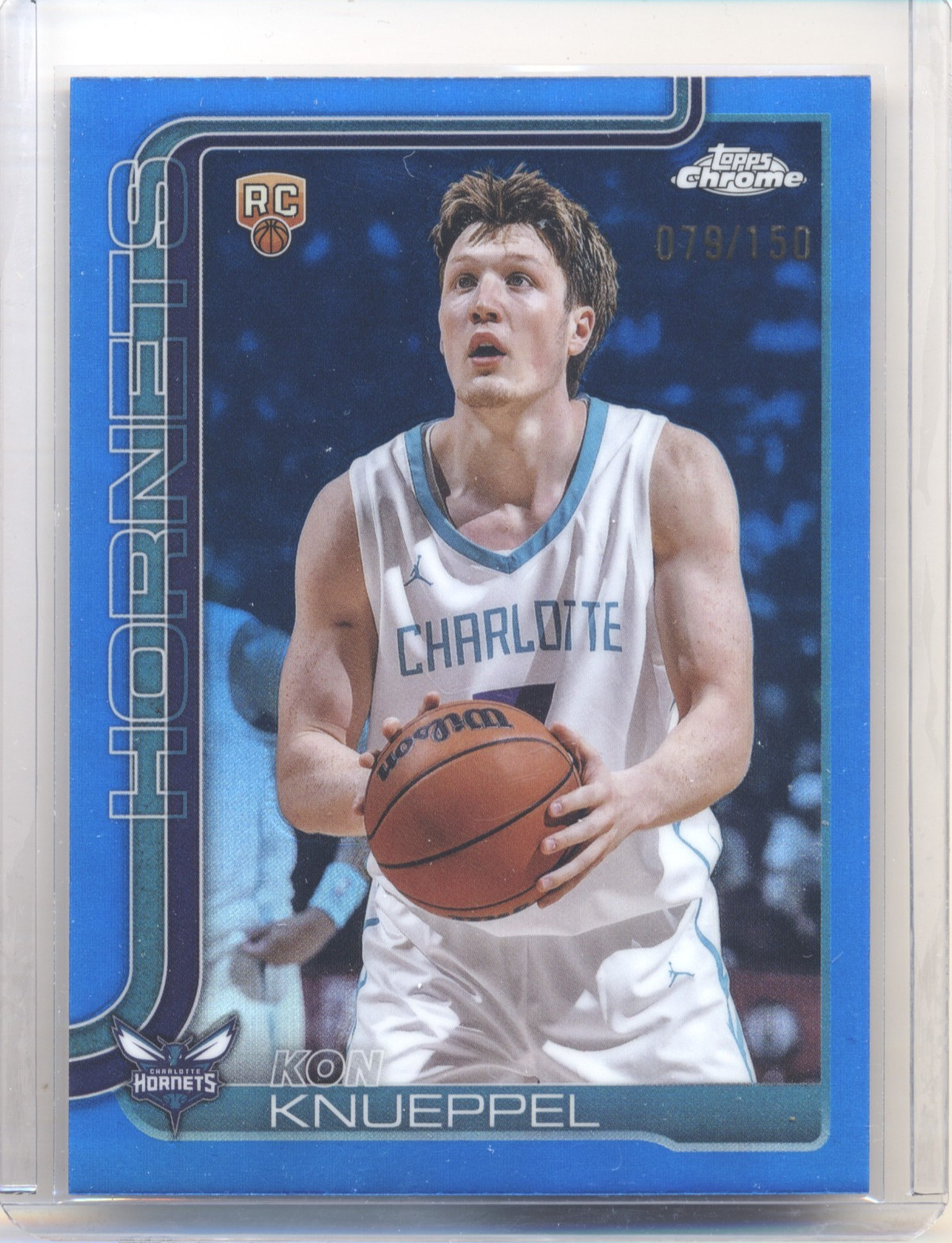 Kon Knueppel 2025 Topps Chrome #254 Blue Refractor Rookie RC /150