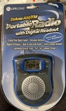LifeLong Deluxe AM/FM digital radio, belt clip, stereo ear buds NEW in package