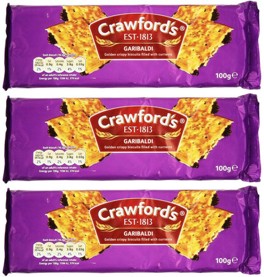 Crawfords Garibaldi Biscuits Pack Of 3  Crispy Cookies With Currants 10.5 Ounce