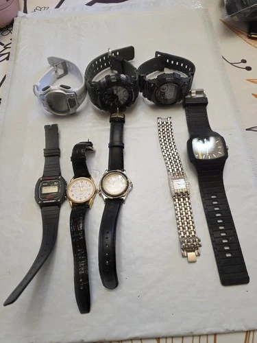 Vintage & Modern Watch Lot Casio,Diesel,Timex Ironman Used Parts Or Repair