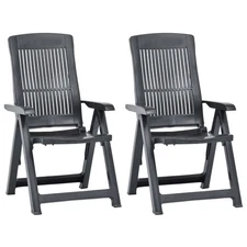  Garden Chair Set of 2 Anthracite Plastic Standard Foldable