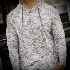 Burlebo Men’s Performance Hoodie – Lightweight XXL, White Camo 