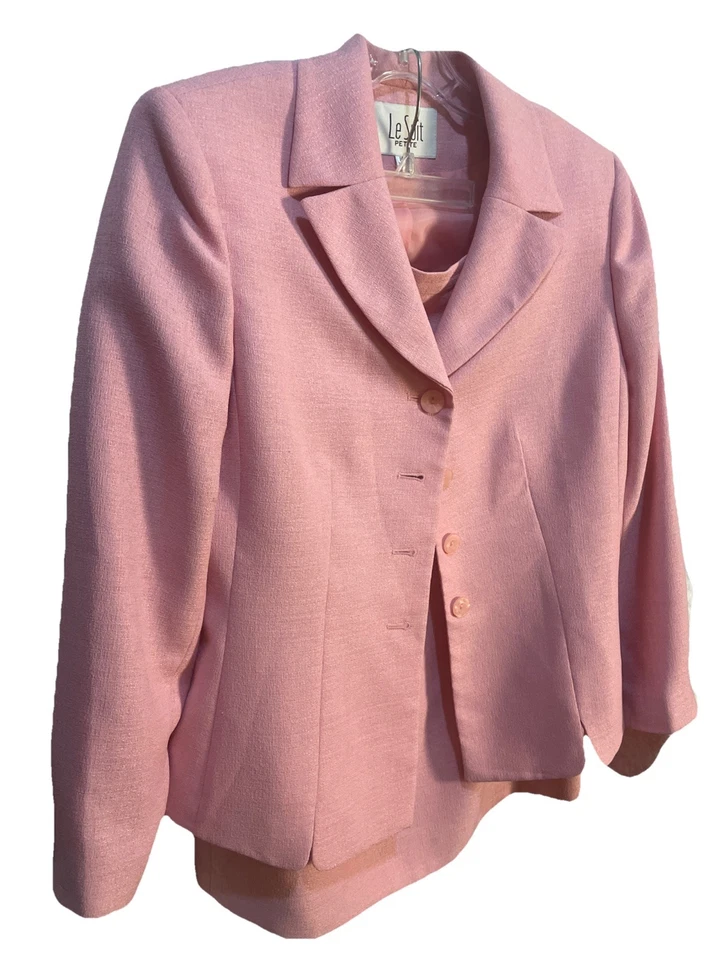 Le Suit Mujer 2 Piezas Falda Traje Talla 10P 4 Botones Falda Lápiz y Chaqueta Poliéster Foto 3 de 4