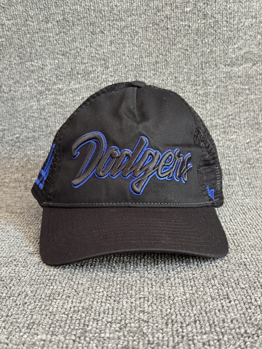 '47 Brand Los Angeles Dodgers MLB Trucker Snapback Hat Black Blue Script Logo