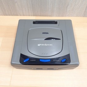 Sega Saturn Console with HORI Fighting Stick 2 controllers & 4 games Japan Gray