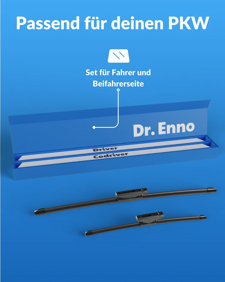 Essuie-glaces Dr. ENNO 650 mm et 400 mm, entre autres pour Renault Laguna Coupé - Photo 2/4