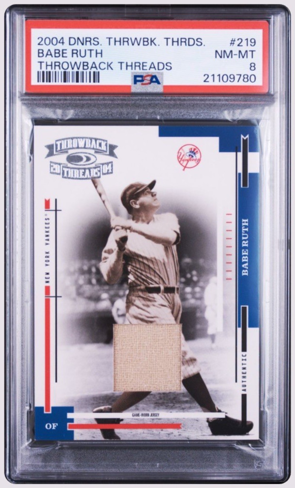 Babe Ruth 2004 Donruss Throwback Threads Game Used Jersey Yankees HOF /25 PSA 8