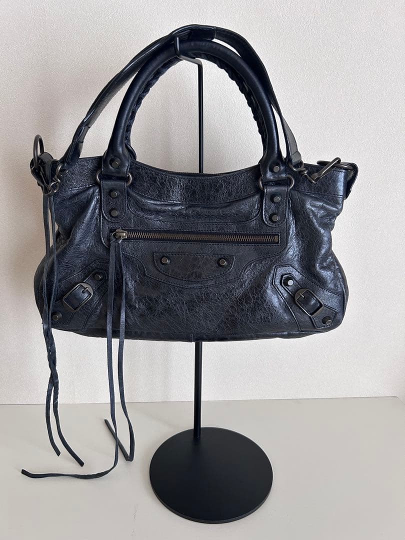 BALENCIAGA The First Black Laiton Leather 2Way Shoulder Bag Mirror