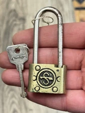 Vintage Old Small Slaymaker Padlock Lock With Key