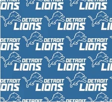 Half Yard Detroit Lions Cotton Fabric - 18” L x 58" W