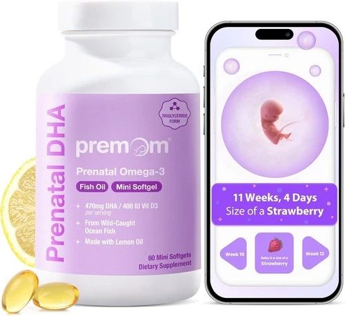 Premom Prenatal DHA Fish Oil Triglyceride Omega 3 with 470mg DHA