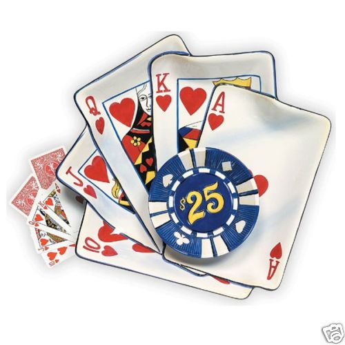 Royal Flush Poker Chip & Dip Unterhaltung Texas Hold'm Ton Kunst Servierset Neu im Karton - Bild 1 von 1