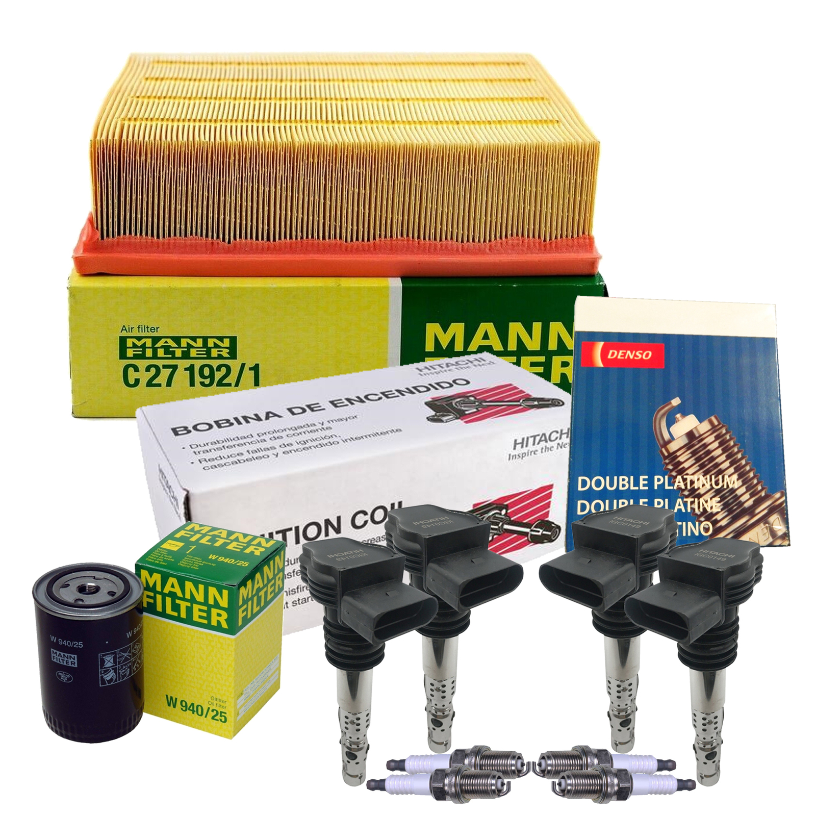 Mann Filters Hitachi 4 Coil Denso 4 DoublePlatinum Spark Plug Tune Up Kit For L4