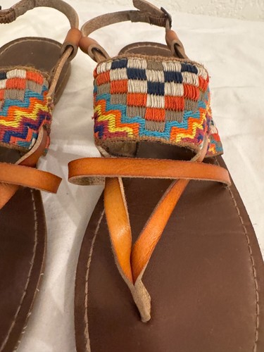 Mossimo Aztec Embroidered Thong Slingback Sandal Women Size 7.5 - Picture 4 of 18