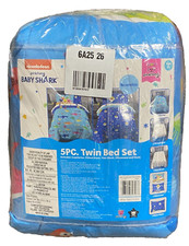 WOW New BABY SHARK 5 Piece Twin Bed in a Bag Comforter Sheet Set