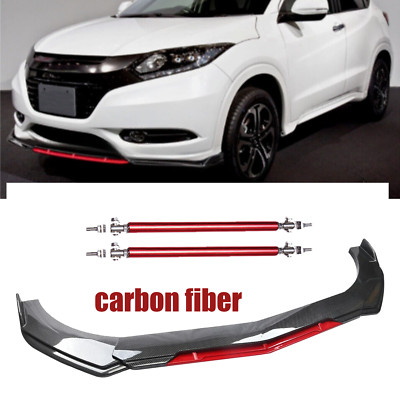 For Honda HRV CRV Front Bumper Lip Splitter Spoiler Strut Rod carbon fiber