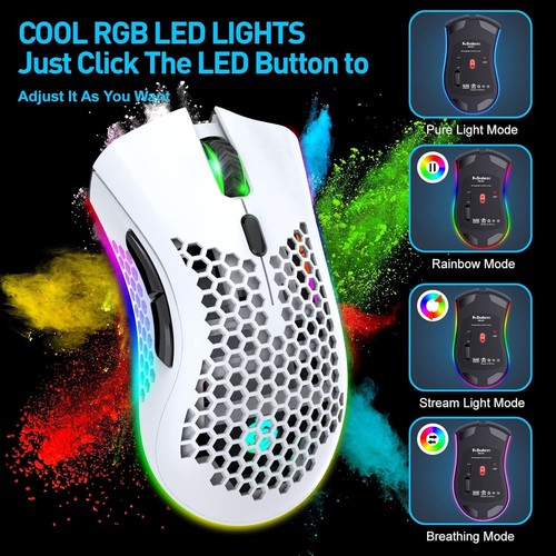 Kabellose Gaming Maus Computermaus mit Wabenschale 7 programmierte Tasten C318 - Bild 3 von 7