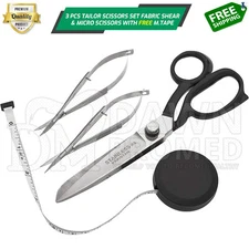 3 Pcs Tailor Scissors Kit Dressmaking Shears Set W/Free Measuring Tape German Gr
