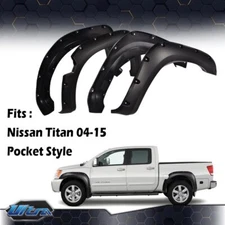 4Pcs Fender Flares Black Front&Rear Fit For 2004-2015 Nissan Titan Pocket Style
