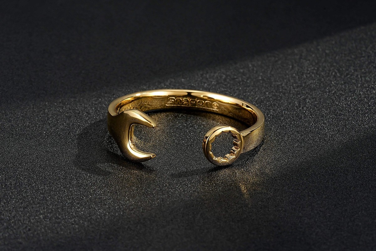 Premium 9mm Large Gold Spanner Wrench Bangle Bracelet Adjustable