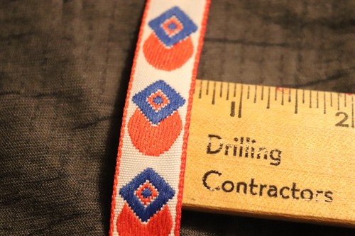 Vtg 5yds x 1/2" Jacquard Woven Geometric Ribbon Embroidered TRIM Red,White/Blue - Picture 5 of 11